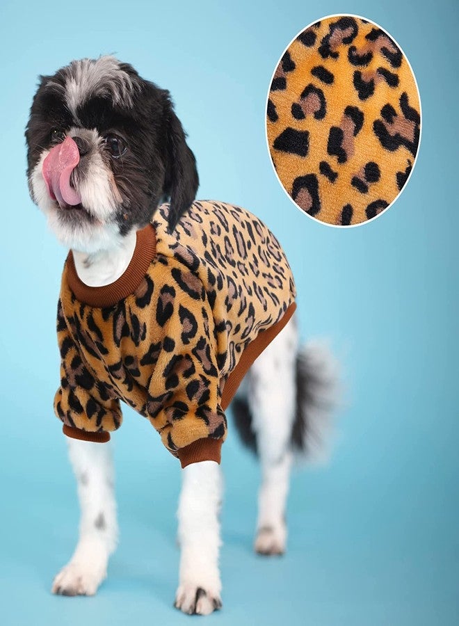 PETANGEL Fleece Dog Hoodie, Soft Flannel Dog Sweatshirt Clothes for Puppy Small Dogs, Cute Leopard Winter Party Dress Up Clothes for French Bulldog, Shih Tzu, Poodle etc .(Size: XL, Chest: 60 cm) - Image 3